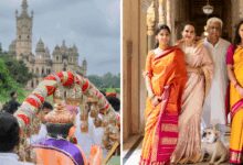 Baroda Princess Kanjeevaram Saree Looks,दुनिया के सबसे बड़े घर में पधारे बप्पा, राजकुमारी बहनों ने पुरानी साड़ी पहन किया स्वागत, महारानी के दिखे शाही ठाठ - ganesh chaturthi 2025 baroda maharani radhikaraje gaekwad princess daughters stuns in kanjeevaram saree