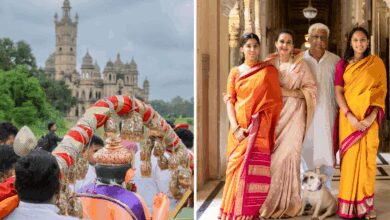 Baroda Princess Kanjeevaram Saree Looks,दुनिया के सबसे बड़े घर में पधारे बप्पा, राजकुमारी बहनों ने पुरानी साड़ी पहन किया स्वागत, महारानी के दिखे शाही ठाठ - ganesh chaturthi 2025 baroda maharani radhikaraje gaekwad princess daughters stuns in kanjeevaram saree