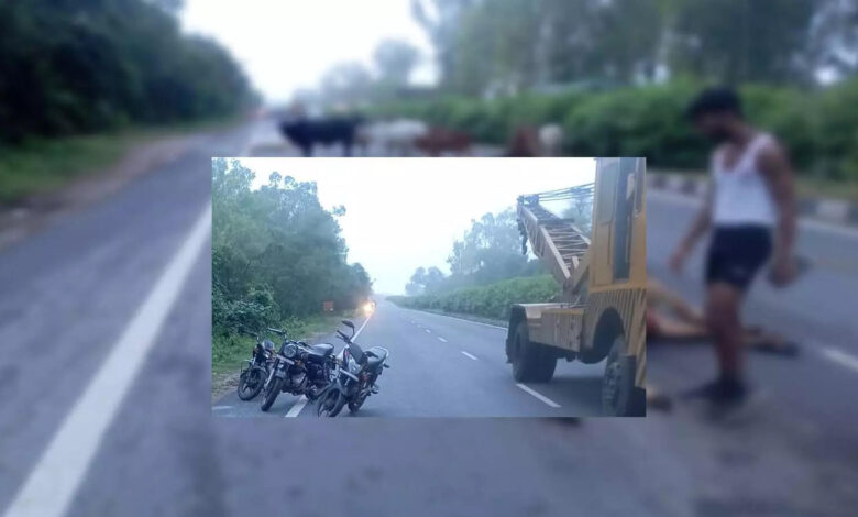 आगरा-जिपुर राजमार्ग पर, ट्रक ने 8 गायों को रौंद दिया, खून और लत्ता सड़क पर 100 मीटर की दूरी पर फैलते हुए आगरा-जिपुर राजमार्ग ट्रक पर 8 गायों 4 मृत रक्त और सड़क पर बिखरे हुए हैं।